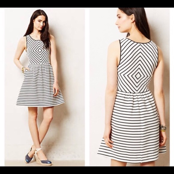 Anthropologie Maeve Black & White Dress - Size 0 - Picture 1 of 7